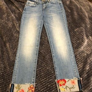 Driftwood floral crop jeans
